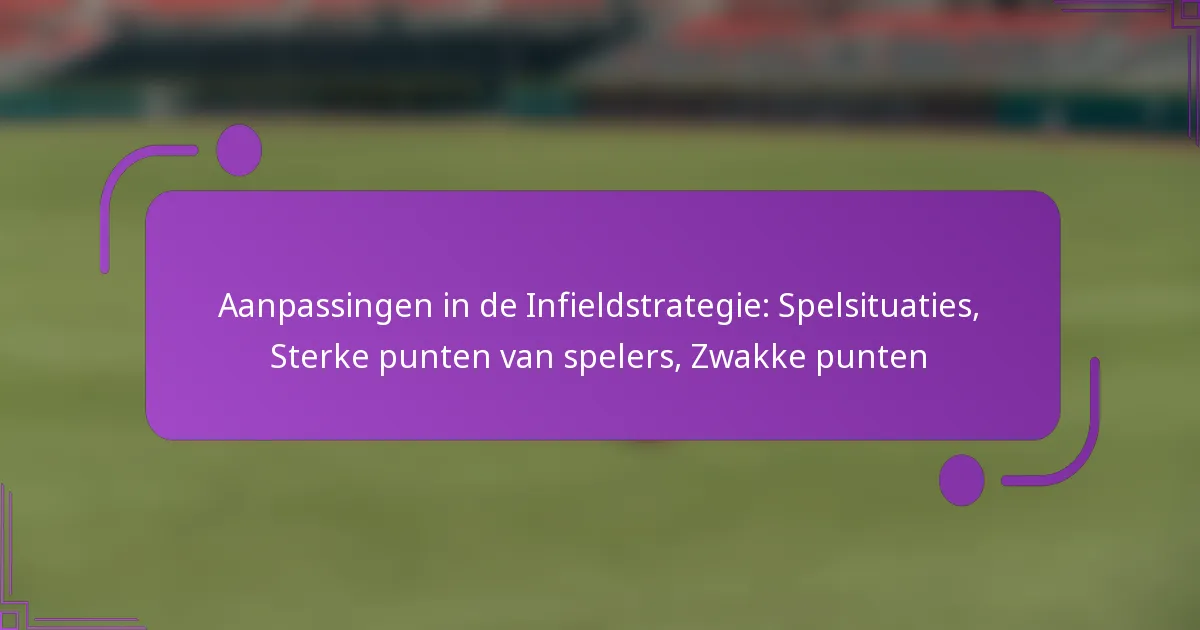 Aanpassingen in de Infieldstrategie: Spelsituaties, Sterke punten van spelers, Zwakke punten