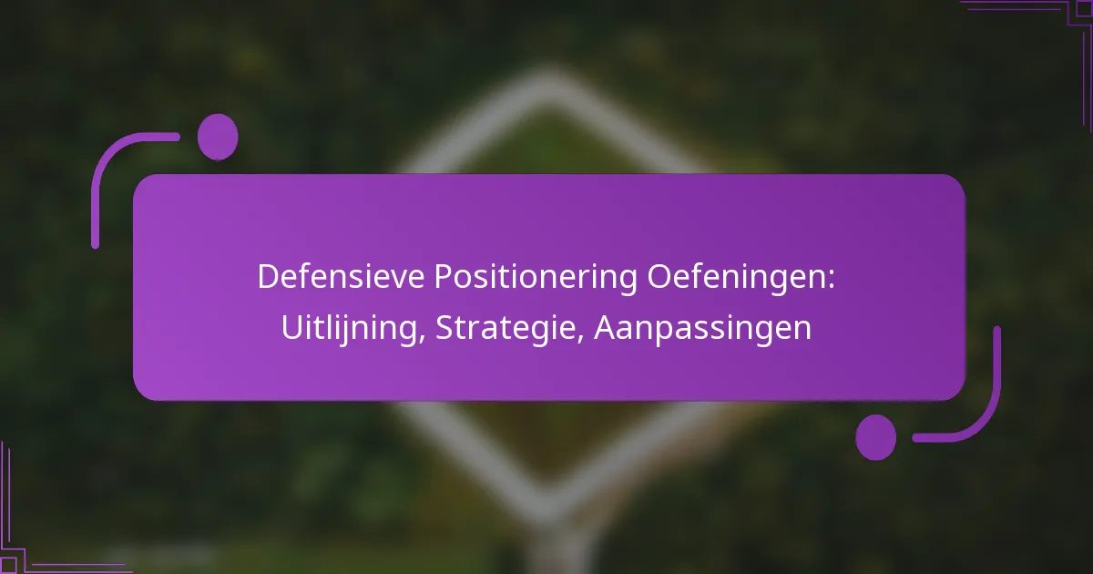 Defensieve Positionering Oefeningen: Uitlijning, Strategie, Aanpassingen