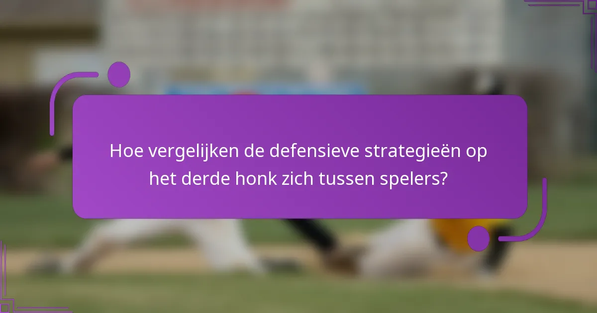 Hoe vergelijken de defensieve strategieën op het derde honk zich tussen spelers?