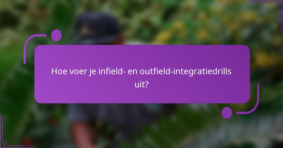 Hoe voer je infield- en outfield-integratiedrills uit?